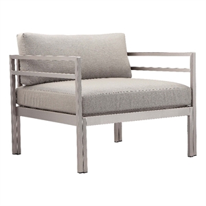 Pemberly Row Modern Style Aluminum Sofa Chair in Gray Finish