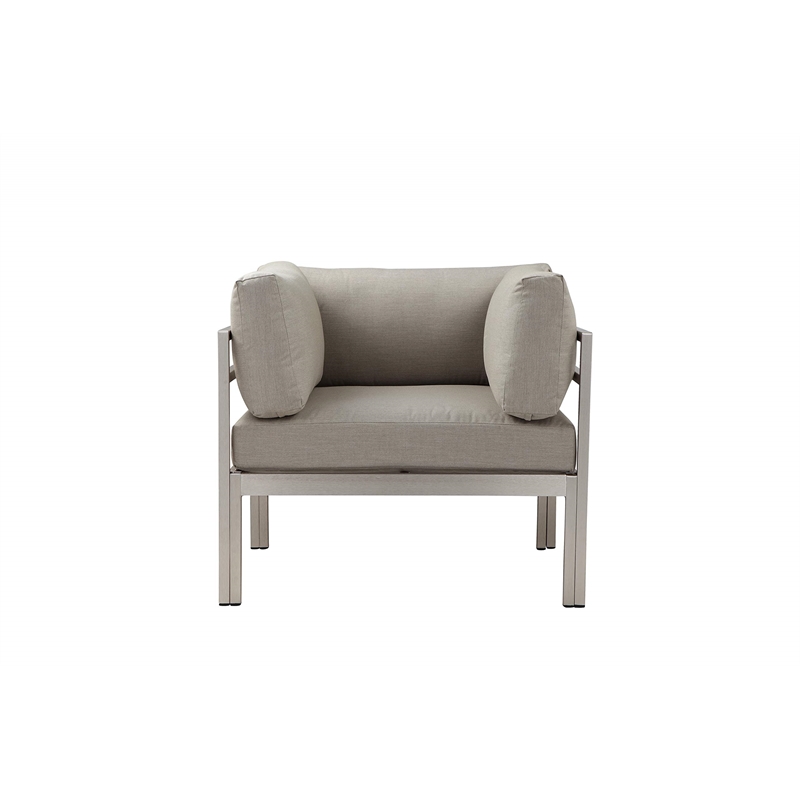 Pemberly Row 4-Piece Modern Aluminum Sofa Set in Gray Finish