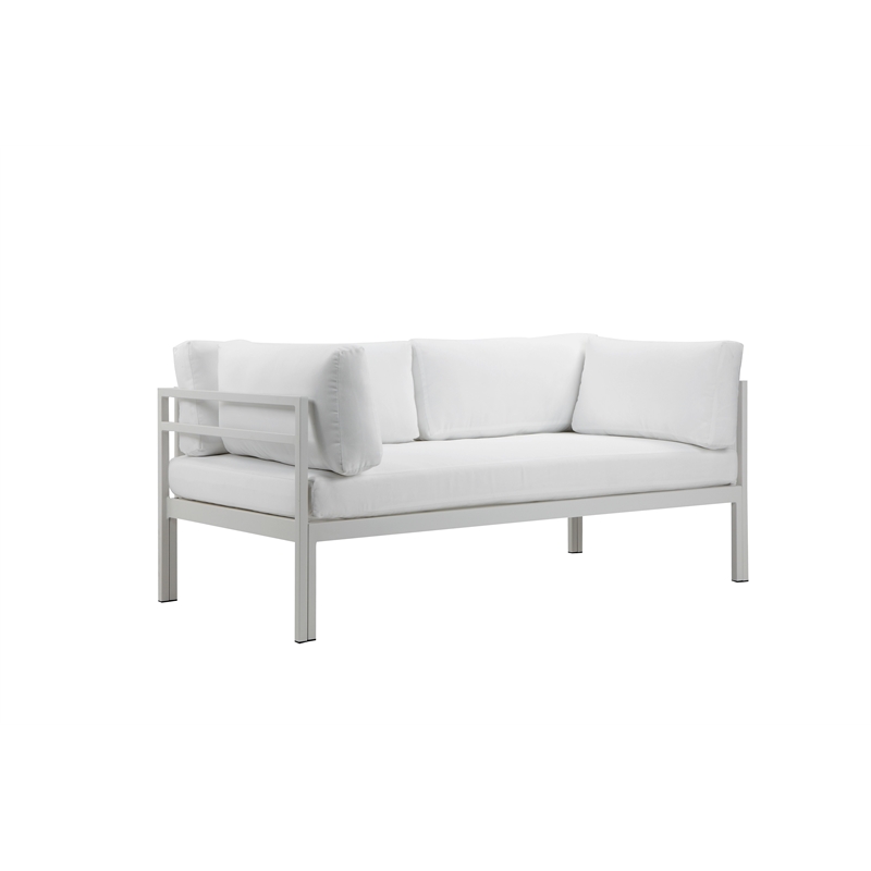 Pemberly Row 4-Piece Modern Aluminum Sofa Set in White Finish