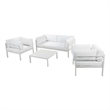Pemberly Row 4-Piece Modern Aluminum Sofa Set in White Finish