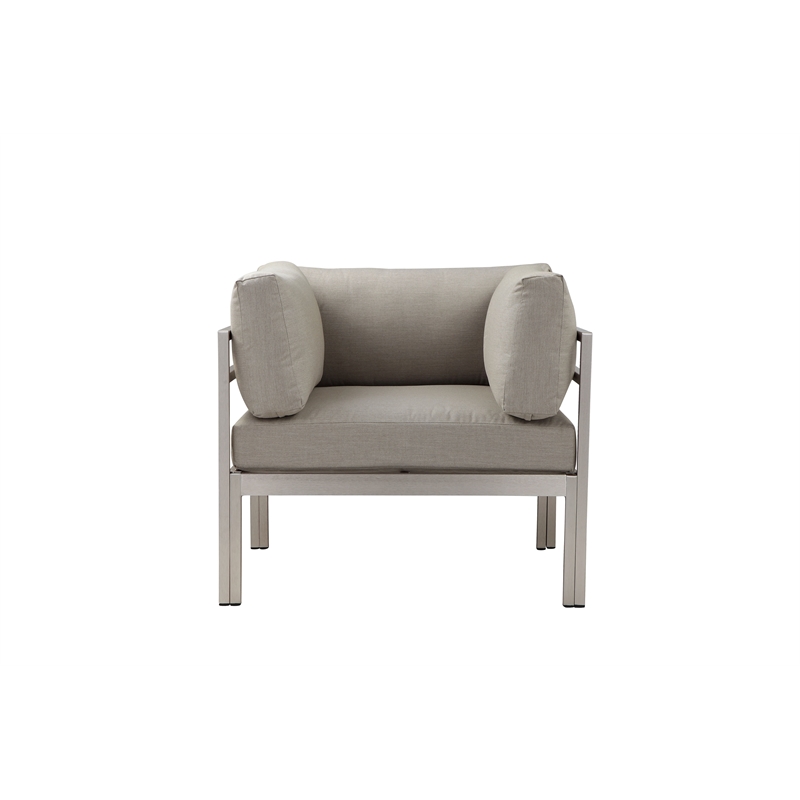 Pemberly Row Modern Style Aluminum Sofa Chair in Gray Finish