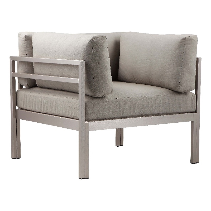 Pemberly Row Modern Style Aluminum Sofa Chair in Gray Finish