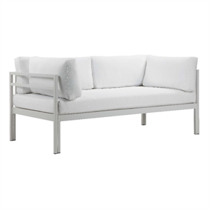 Pemberly Row Contemporary 25x65&quot Aluminum Sofa in White Finish