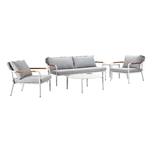 Pemberly Row 5-Piece Modern Aluminum Sofa Set in Gray Finish