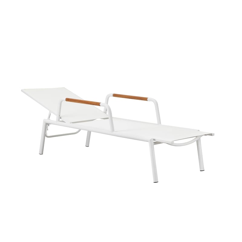 Pemberly Row Modern Aluminum Arm Loungers in White Finish (Set of 2)