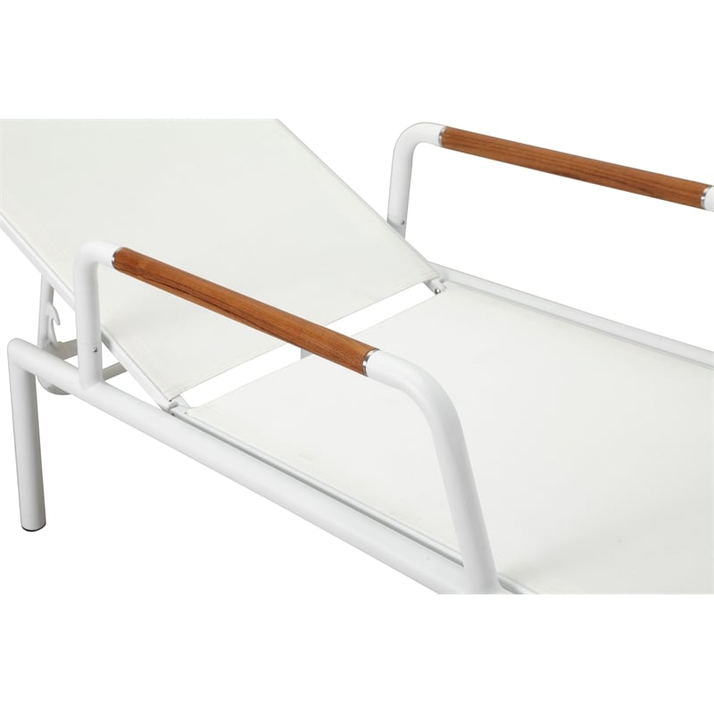 Pemberly Row Modern Aluminum Arm Loungers in White Finish (Set of 2)