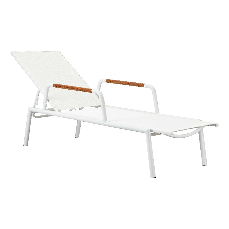 Pemberly Row Modern Aluminum Arm Loungers in White Finish (Set of 2)