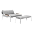 Pemberly Row 2-Piece Modern Aluminum Daybed and Ottoman in Gray