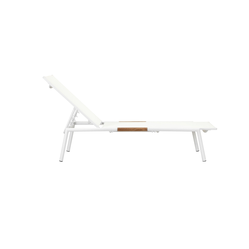 Pemberly Row Modern Aluminum Loungers in White Finish (Set of 2)