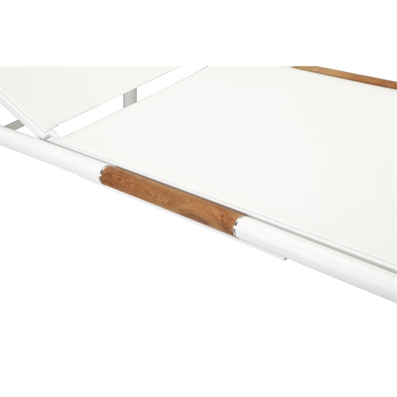 Pemberly Row Modern Aluminum Loungers in White Finish (Set of 2)