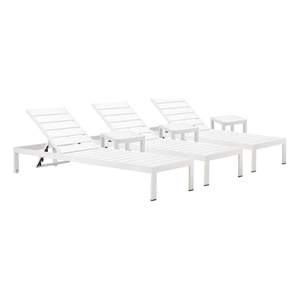 Pemberly Row 6-Piece Aluminum Lounger and Side Table in White