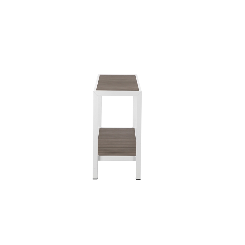 Pemberly Row Modern Aluminum Console Table in Gray and White