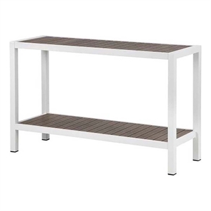 Pemberly Row Modern Aluminum Console Table in Gray and White
