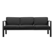 Pemberly Row Three Seater Modern Aluminum Sofa in Black Finish