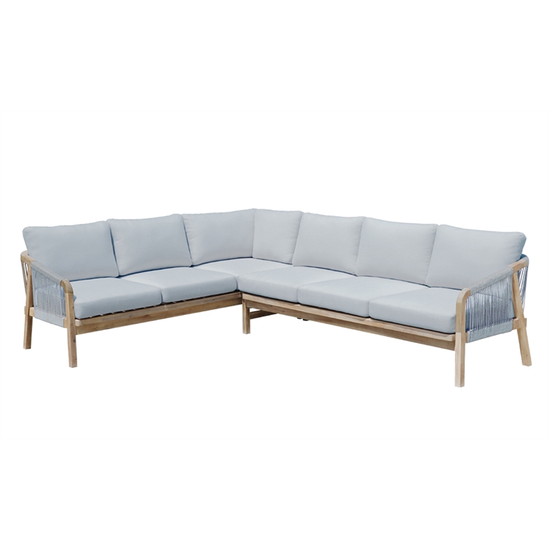Pemberly Row 3-Piece Modern Acacia Wood Sectional in Gray Finish