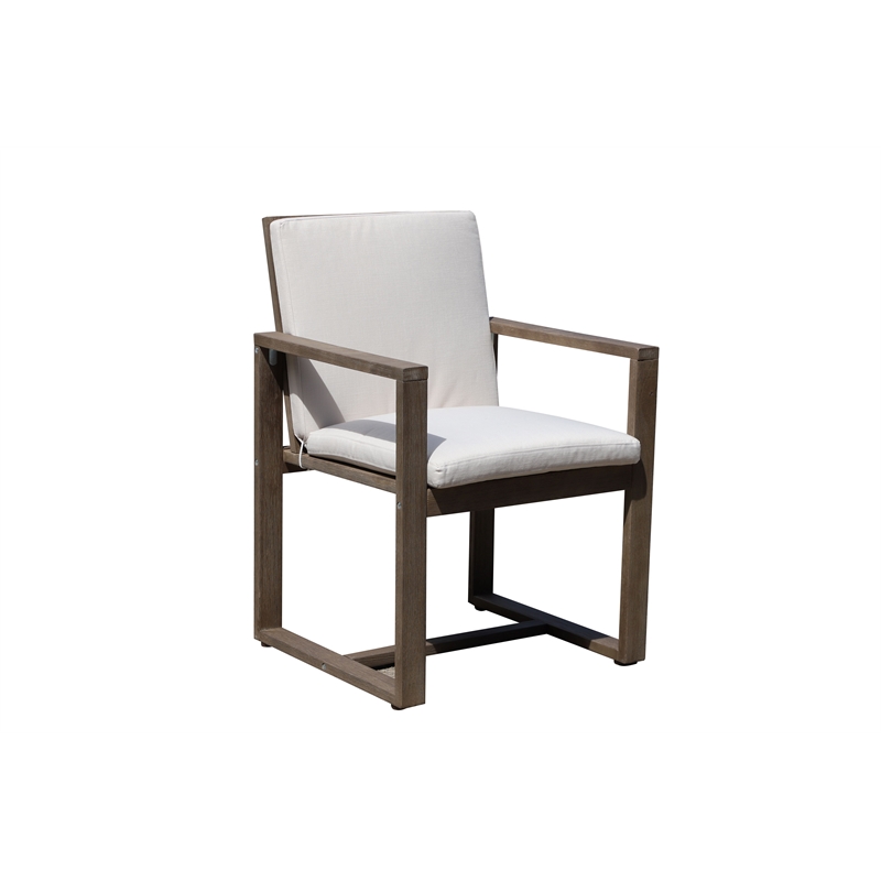 Pemberly Row 9-Piece Modern Eucalyptus Wood Dining Set in Brown Finish
