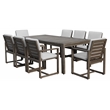 Pemberly Row 9-Piece Modern Eucalyptus Wood Dining Set in Brown Finish