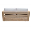 Pemberly Row Two Seater Modern Acacia Wood Sofa in Beige Finish
