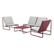 Pemberly Row Contemporary 5-Piece Aluminum Sofa Set in Red Finish