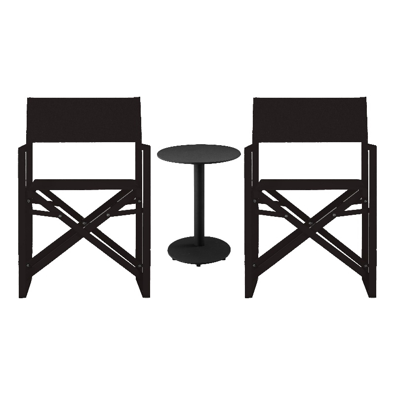 Pemberly Row 3-Piece Modern Aluminum Bistro Set in Black Finish