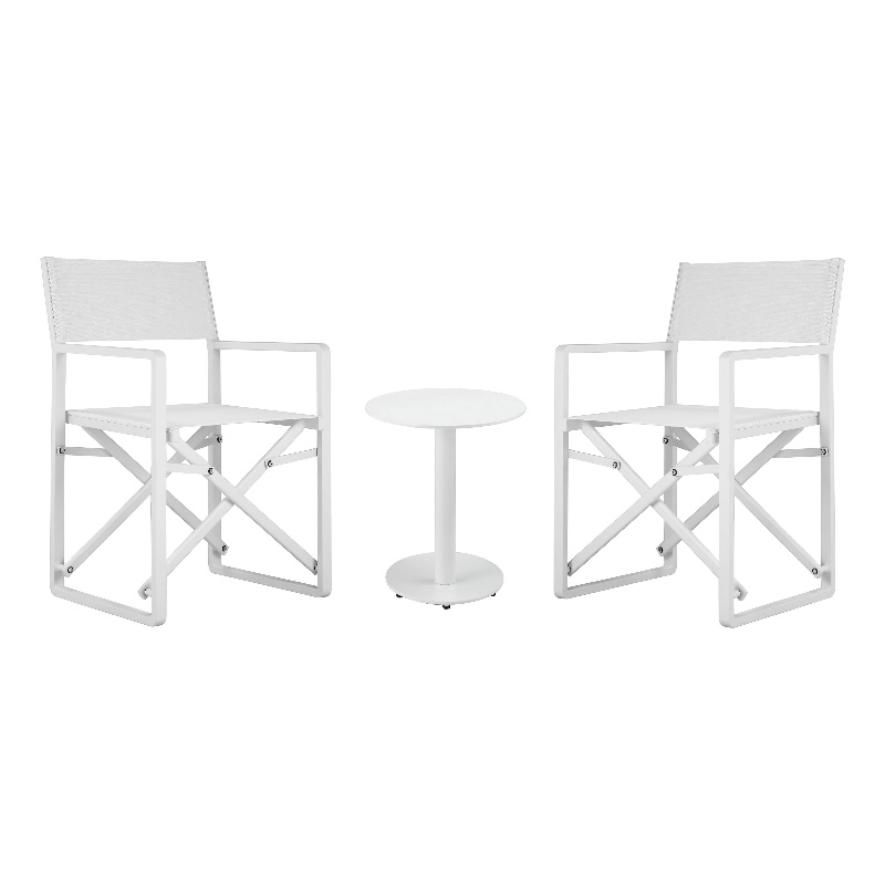 Pemberly Row 3-Piece Modern Aluminum Bistro Set in White Finish
