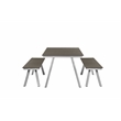 Pemberly Row 3-Piece Modern Aluminum Dining Set in Gray and Brush Finish