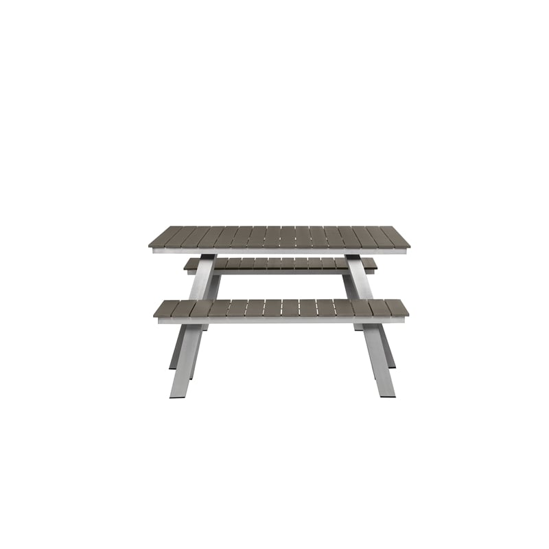 Pemberly Row 3-Piece Modern Aluminum Dining Set in Gray and Brush Finish