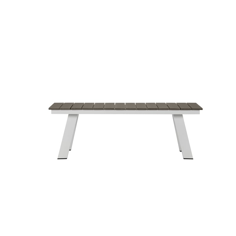 Pemberly Row Modern Aluminum and Polyresin Bench in Gray and White Finish