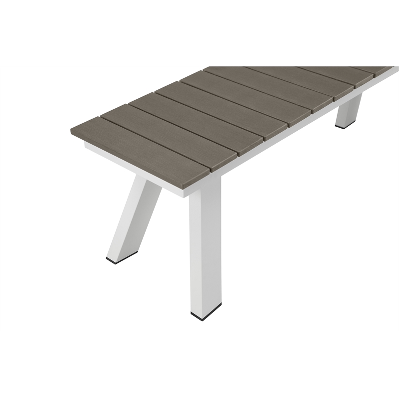 Pemberly Row Modern Aluminum and Polyresin Bench in Gray and White Finish