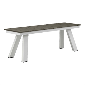 Pemberly Row Modern Aluminum and Polyresin Bench in Gray and White Finish