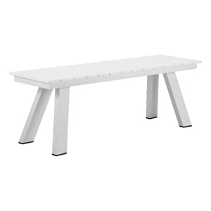 Pemberly Row Modern Style Aluminum and Polyresin Bench in White Finish