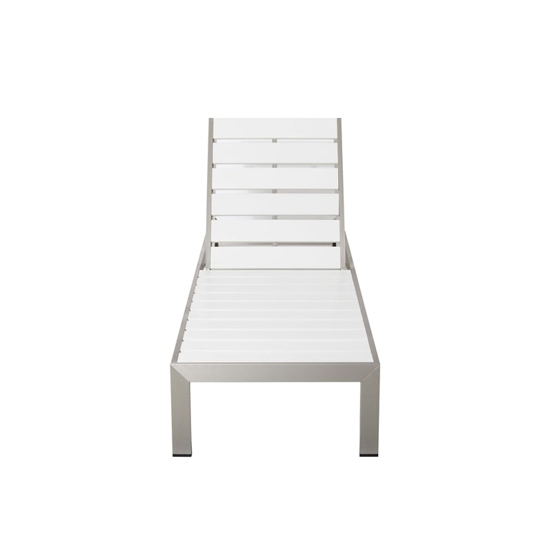 Pemberly Row 2-Piece Aluminum Lounger and Side Table in White