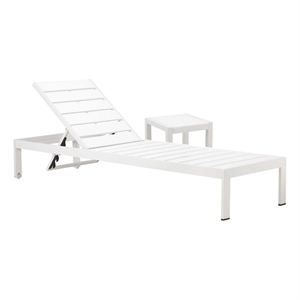 Pemberly Row 2-Piece Aluminum Lounger and Side Table in White