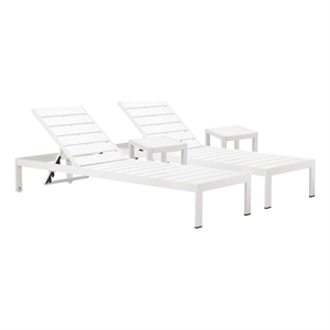 Pemberly Row 4-Piece Aluminum Lounger and Side Table in White