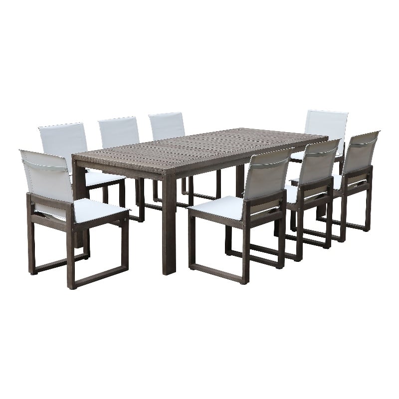 Pemberly Row 9-Piece Modern Aluminum Dining Set in Brown Finish