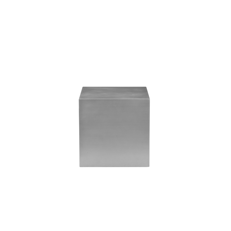 Pemberly Row Contemporary Brushed Metal Cubix Side Table in Silver