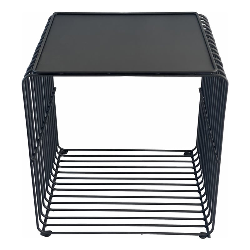 Pemberly Row Modern Metal Side Table with A Tray Top in Black