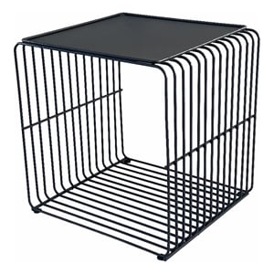 Pemberly Row Modern Metal Side Table with A Tray Top in Black