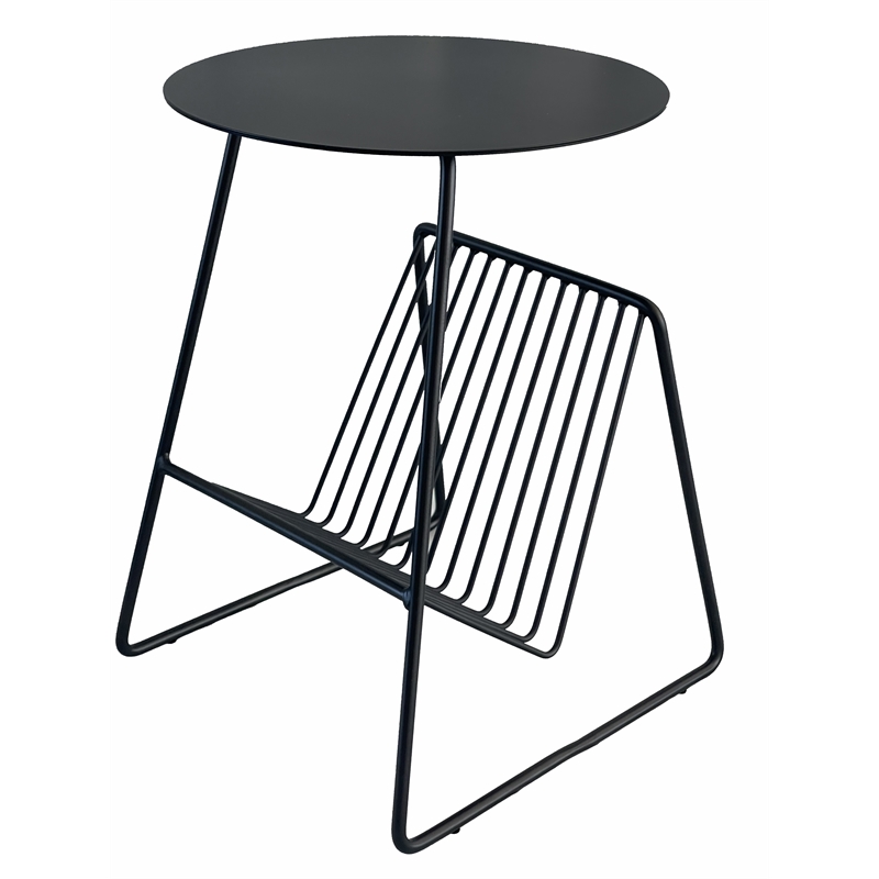 Pemberly Row Contemporary Gazette Magazine Table Black Metal