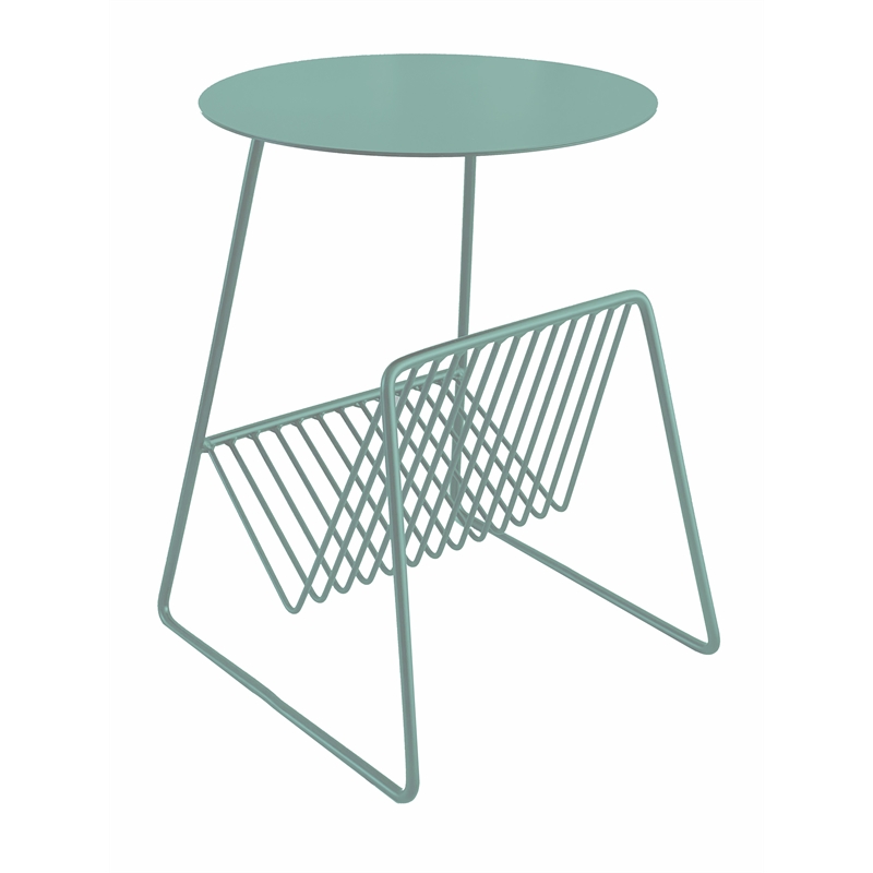 Pemberly Row Contemporary Gazette Magazine Table Green Metal
