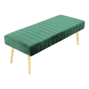Pemberly Row Gold Legs 17&quot Modern Velvet Upholstered Bench in Green