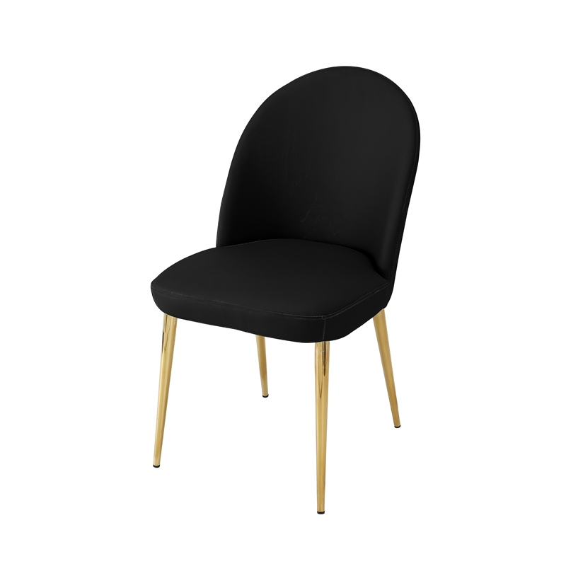 Pemberly Row Contemporary Gold Legs Chair Black Faux Leather (Set of 2)
