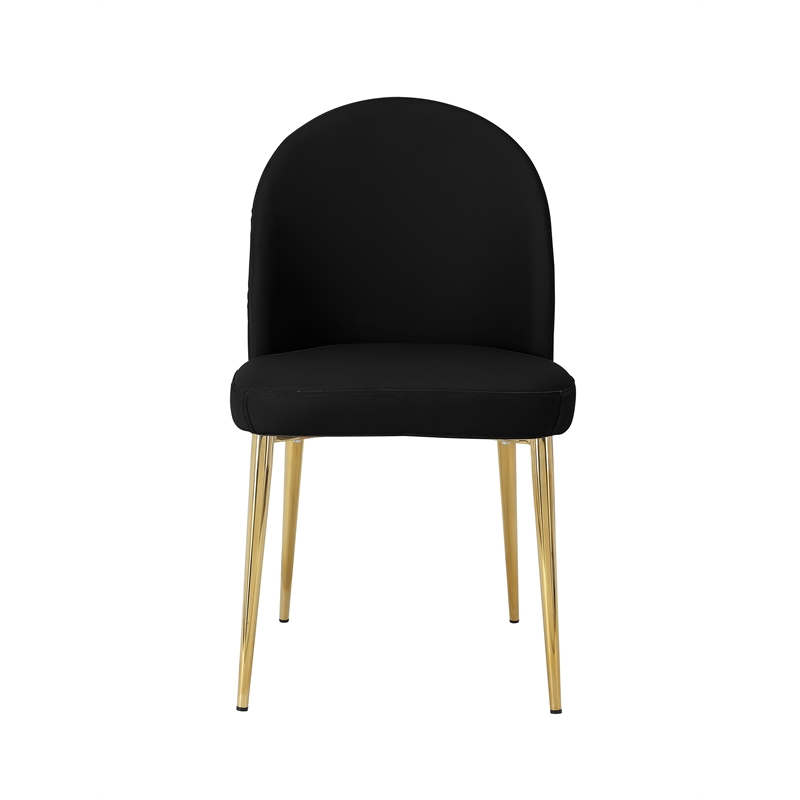 Pemberly Row Contemporary Gold Legs Chair Black Faux Leather (Set of 2)