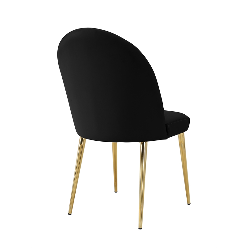 Pemberly Row Contemporary Gold Legs Chair Black Faux Leather (Set of 2)