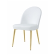 Pemberly Row Contemporary Gold Legs Chair Faux Leather White (Set of 2)