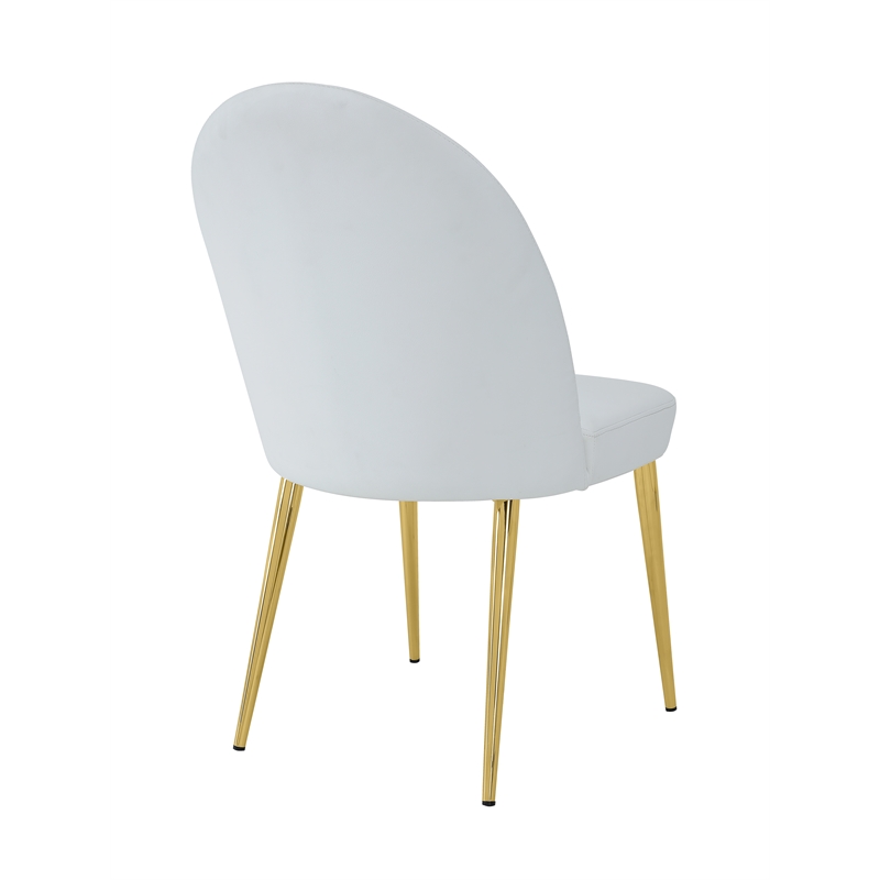 Pemberly Row Contemporary Gold Legs Chair Faux Leather White (Set of 2)