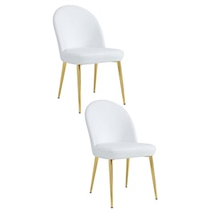 Pemberly Row Contemporary Gold Legs Chair Faux Leather White (Set of 2)