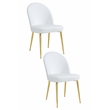 Pemberly Row Contemporary Gold Legs Chair Faux Leather White (Set of 2)