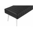 Pemberly Row Bench Faux Leather Black and High Polished Steel Legs
