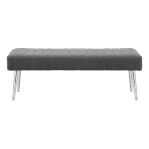 Pemberly Row Contemporary 17&quot Velvet Upholstered Bench in Gray